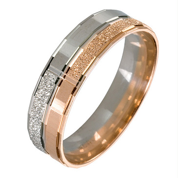 Обручальное кольцо из белого и красного золота с гранями 430-000-428