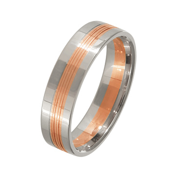 Обручальное кольцо двухсплавное из белого и красного золота 480-000-330