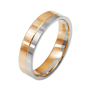 Обручальное кольцо из красного и белого золота шириной 5 мм 430-000-860