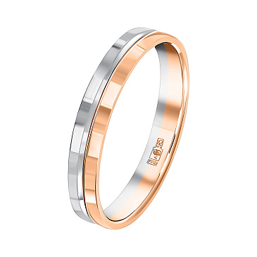 Двухсплавное обручальное кольцо из белого и красного золота узкое 430-000-333