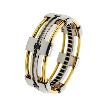 Кольцо из белого и желтого золота с черными бриллиантами 921513-2ЧБ