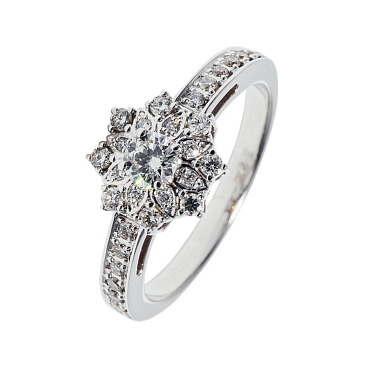 Помолвочное кольцо с бриллиантами в виде цветка 921378Б