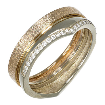 Обручальное кольцо из красного и белого золота с бриллиантами 911863Б