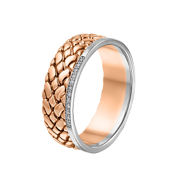 Обручальное кольцо из красного и белого золота с бриллиантами 911809Б