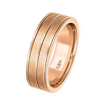 Обручальное кольцо из красного золота с гранями и матированием 200-000-155