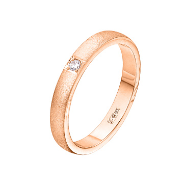Обручальное кольцо из красного золота с бриллиантом 202-010-632