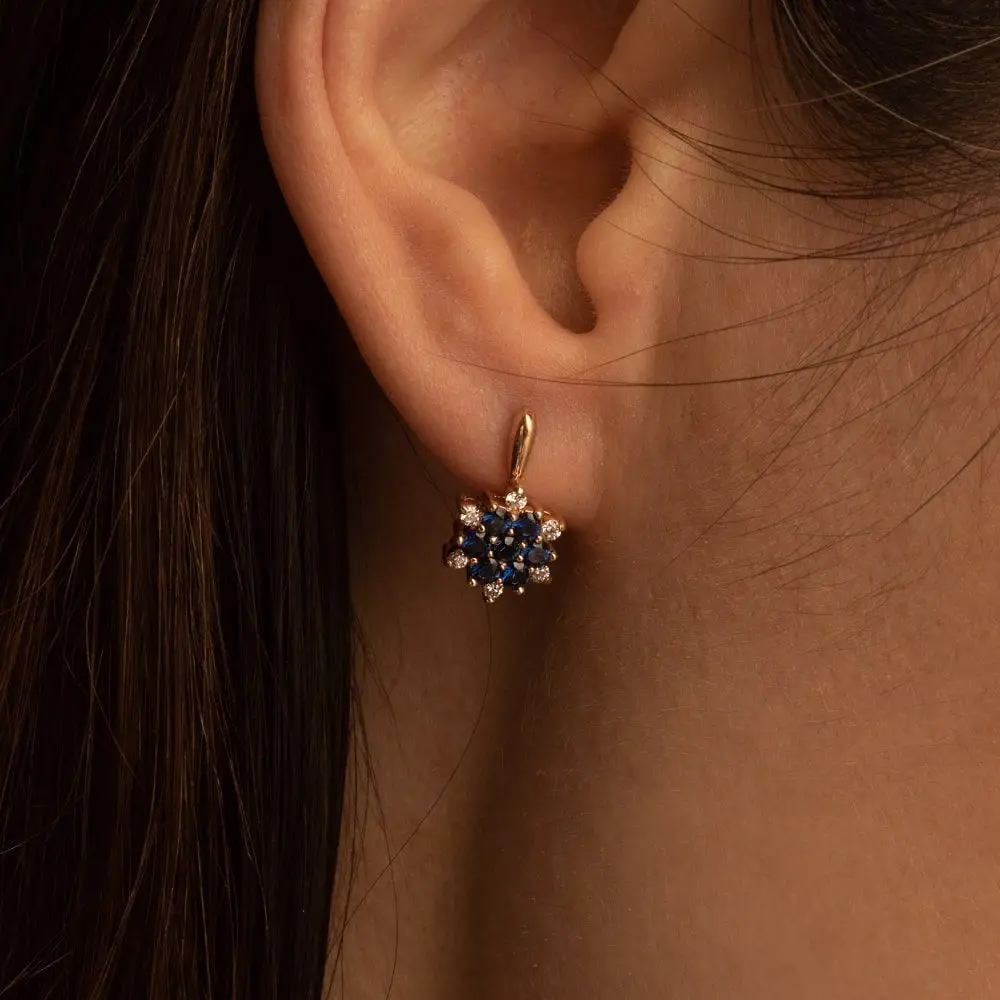 серьги из красного золота с сапфирами и бриллиантами 912004с фото дворец обручальных колец фото 2