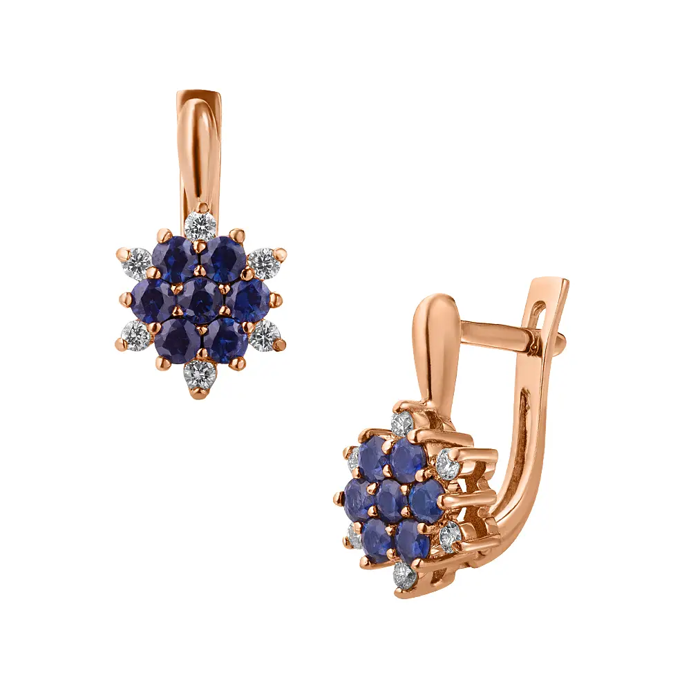 серьги из красного золота с сапфирами и бриллиантами 912004с фото дворец обручальных колец фото 1