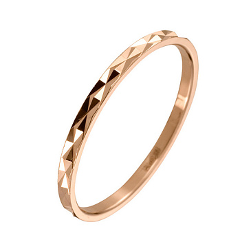 Обручальное кольцо узкое из красного золота с алмазной гранью 200-000-506